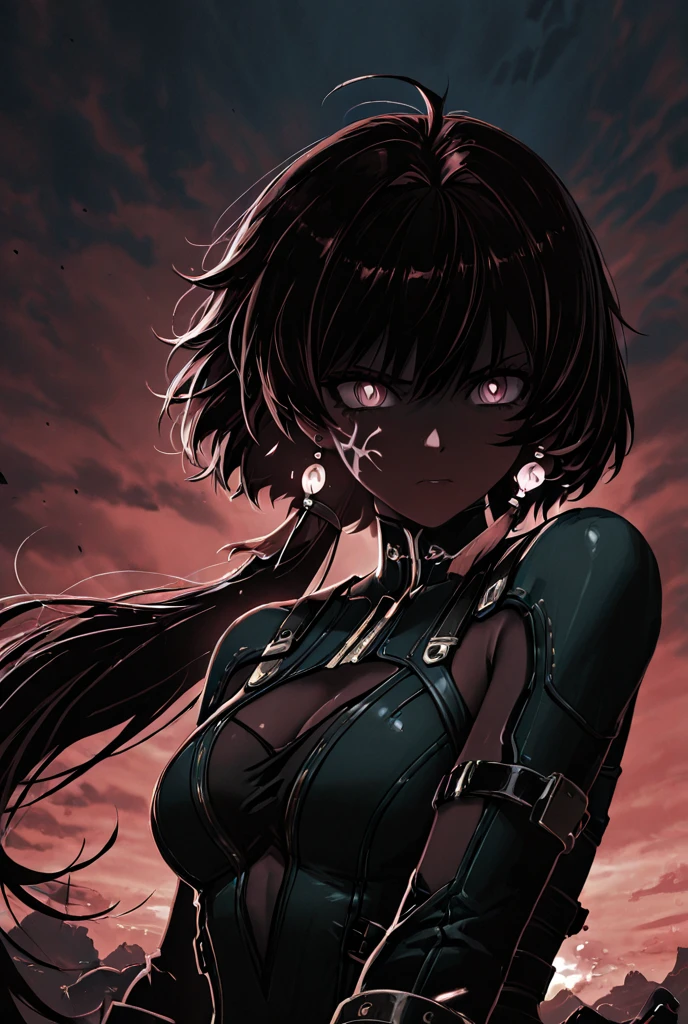 (masterpiece:1.2、highest quality), (Exquisite eyes: 1.2), (Detailed Background、Dark fantasy), (beauty detailed face), High Contrast, (Best lighting、Very delicate and beauty), ((Cinema Lighting) )), colorful, Hyper Detail, Dramatic Light, Intricate details, moon behind (21years old, 1 girl, solo, black short hair, black hair, Sharp Face, green eyes, black hair between the green eyes, Dynamic Angle), (Blood splatter:1.4), Black light swirling around the character, Depth of written boundary, black light particles, Nightcore, black magician, Spectacular anime style, zerochan art, Anime Wallpaper, Burning, High quality anime art style, Key Anime Art