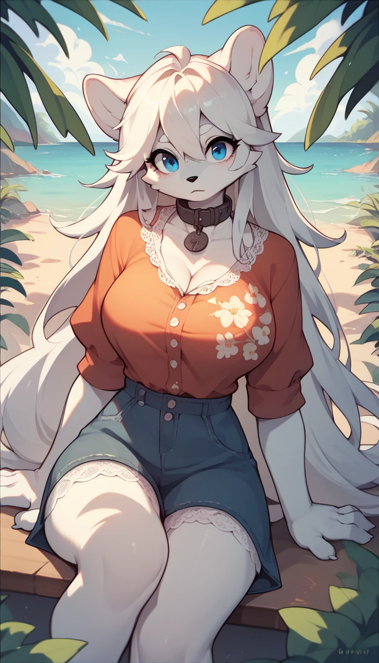 <lora:Gemba_style_v02:1>, full body, solo, 1girl, look up to, smile, blush, large breasts, no light, Solidaster \(flower\), floral background