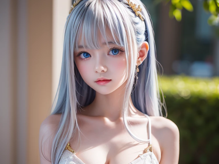 (((white background:1.3)))、highest quality, Masseter muscle part, High resolution, (((albino girl、gray hair:1.3、white eyebrows:1.3、white eyelashes:1.3)))、(((1 girl))), 16 years old,(((eyes are blue:1.3)))、white dress、((white shirt:1.3、White Block Dress)), Tyndall effect, realistic, shadow studio,dark blue backlight:1.5, dual tone lighting, (high detail skin: 1.2)、薄dark lighting、dark lighting、 Digital single-lens reflex camera, photograph, High resolution, 4k, 8k, background blur,fade out beautifully、White world、white background