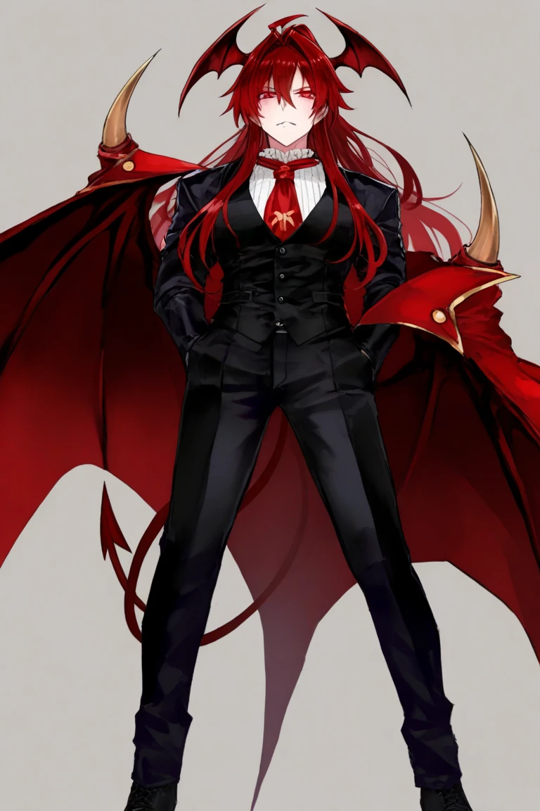 scaled humanoid, mature female, (), full body, animal feet, purple eyes, lips, red hair, twintails, mob boss, white suit,