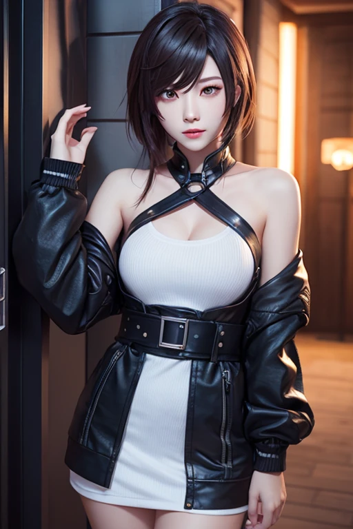 1 female Japanese Visual Kei, Asian eyes, Ultra detailed face and eyes, pretty face, Hyperrealistic, realistic representation,  40  years old,  wearing black Visual Kai clothes, she wears boots, hairstyle: Visual Kei, blonde hair, black hair,  goes through Tokyo