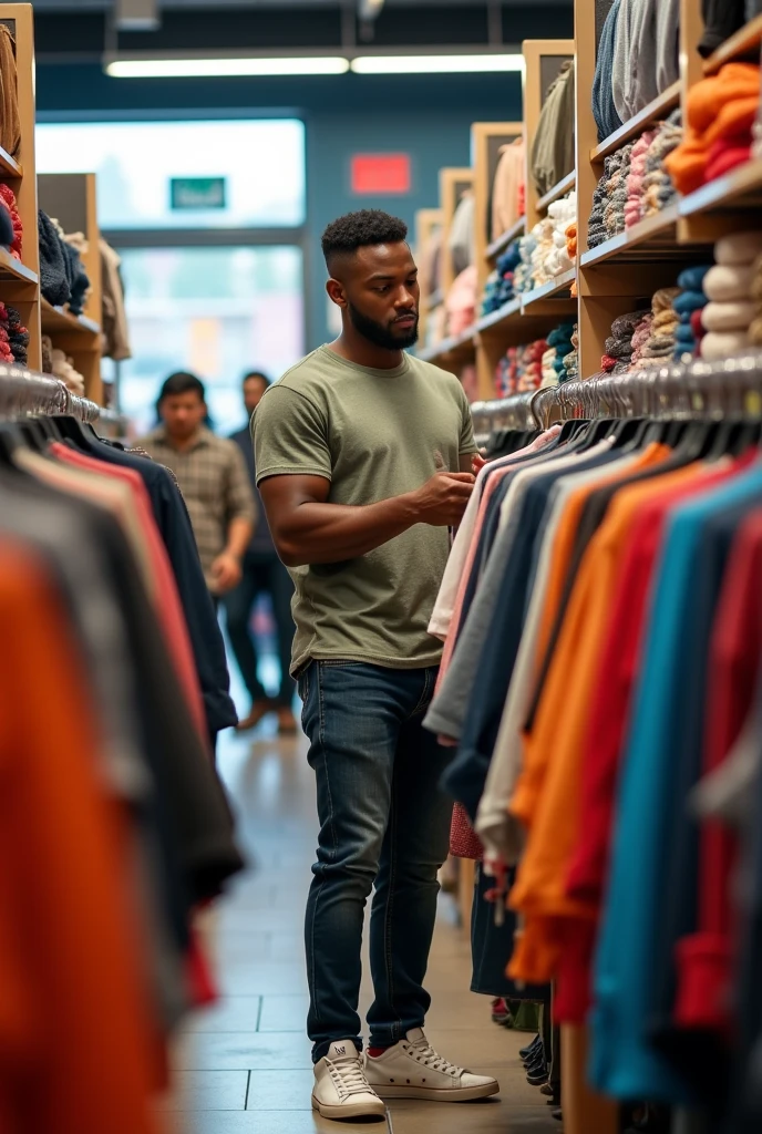 GENERATES AN IMAGE OF A BLACK BOY IN A STORE