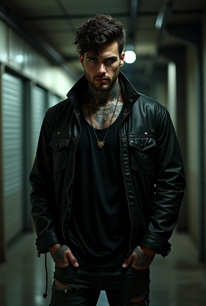 (masterpiece,best quality,ultra_detailed,highres,absurdres),1boy, male focus, tattoo, solo, white hair,chain, shirt, black necktie, necktie, simple background, yellow eyes, upper body, vest, short hair, looking at viewer, parted lips, collared shirt, round eyewear, long sleeves, neck tattoo, hand on own shoulder, arm tattoo, people standing, wearing a koboi hat, the jewelpunk aesthetic, well - detailed outfit, gta character, nun outfit, as a character from gtav, mechanic punk outfit, dressed like a cleric, occultist, gangster, modern occultist, gta v street style, detective clothes, npc with a saint's halo, mobster, mafia background hyper detailed, an anthropomorphic gangster rat, gta v character.