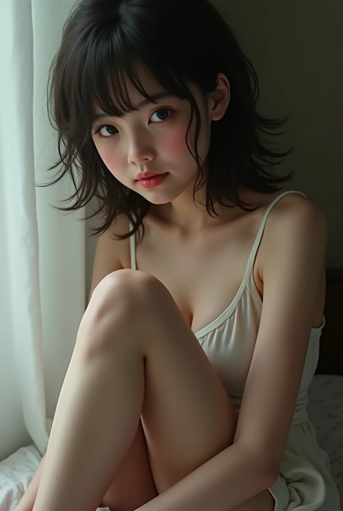 (Highest quality, Highest quality、Masterpiece, detailed、Ultra-realistic), Beautiful and delicate、Portrait of a 12-year-old girl,Primary school students、10th Generation、Calm and gentle look, Model for painting、AI will randomly decide whether to be naked or half naked、Nude Model、Beautiful nipples、The background is a room at home、Atelier、Small breast size、Her legs open towards me in an M shape.、Spread your legs、detailed、Accuracy、Body facing forward、Embarrassing、Poses are generated randomly and in various ways.、Short Hair,Poses are randomly generated by AI、Hairstyles are also randomly generated by AI.、Hair color is also randomly generated by AI、chest is not that big、Beautiful breasts、innocent、Young、immature、The AI will randomly decide the size of the breasts, whether they will be B cup or C cup.、Not big breasts、No breasts larger than a D cup、delicate、Anatomically correct、The areola is small、nipples are also small、Nipples pointing upwards、The tip of the chest is also pointing upwards.、Bell-shaped breasts、Height: 130cm