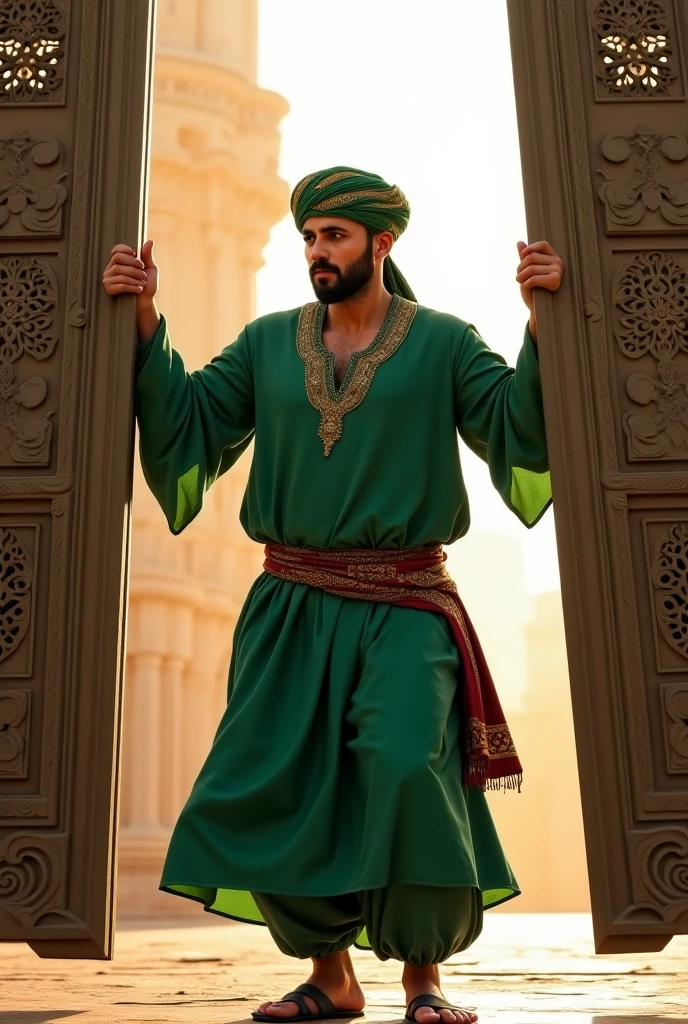 crea una imagen que represente a Salman al-Farisi, un joven curioso de Persia, comenzando su viaje en busca de la verdad