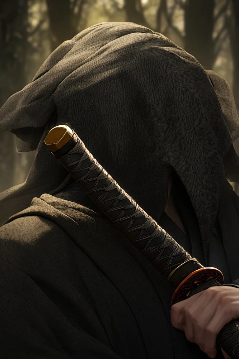 a ninja warrior in the night, detailed face, beautiful blue eyes, katana sword, dark ninja outfit, ninja mask, moonlight, dramatic lighting, dark fantasy, cinematic composition, moody atmosphere, highly detailed, 8k, photorealistic