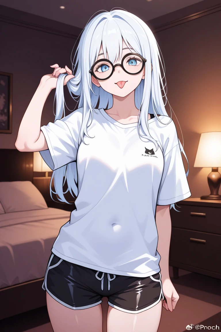 masterpiece, best quality,anime style, 1 girl,(((slender body))), (((small breast))),(((gym uniform,glasses))),(((3 monkey grabbing the gir))),((((cum)))), (beautiful face), (((long hair))), (((straight hair))), ((((silver hair)))),detailed beautiful skin, (perfect hands, perfect anatomy)