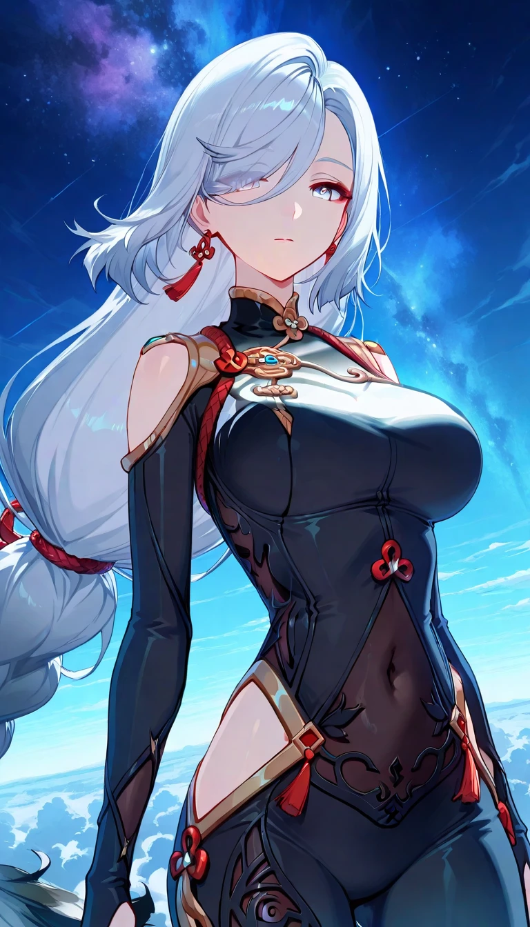 Spirit_Blossom_Syndra, purple_eyes, blunt_bangs, white_hair, pointy_ears, kimono, detached sleeves,
(huge breasts:1.2,) upper body, from below, cameltoe, black panties,
jewelry, hands on chest,see-through, looking at viewer, hair ornament, choker, shy,
(masterpiece, top quality, best quality, official art, beautiful and aesthetic:1.2), (1 girl), extreme detailed, colorful, highest detailed,
city,street, leaning, wall, sun, cloud,