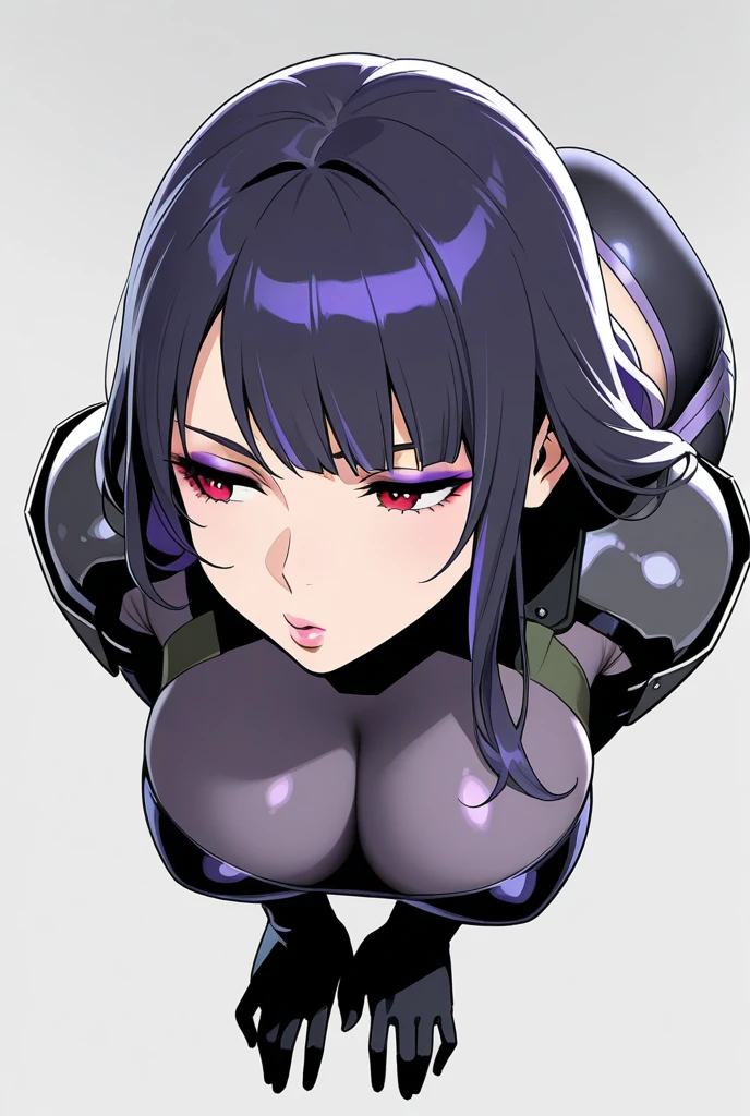 Una imagen de dibujos animados de una mujer con un traje en blanco y negro, oppai ciberpunk, chica anime seductora, oppai, biomechanical oppai, grueso, completely robotic!! cat girl, anya from the spy family x, SFW version, breasts covered and SFW, hermosa y seductora mujer anime, anime rudo 8k, (SFW) seguro para el trabajo, covered SFW huge breasts