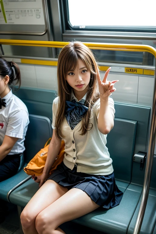 8k, RAW Portrait (Japanese women),masterpiece、Photorealistic:1.3、Realistic, Ultra-high resolution, Highest quality, Real Life Photos ,(((Showing panties:1.4)))、((A girl sitting on a chair on a Yamanote Line train and looking at her smartphone))、
((((1 girl:1.5)))), (((電車内でPull up your skirtパンティーを見せびらかす女子高生:1.4)))、(Cute Face:1.3),((Japanese schoolgirl))、((((Japanese High School Uniform:1.6))))、  Black Hair,(Written boundary depth:1.3)、 ((Dark brown eyes:1.2))、(Realistic skin texture:1.3)、(Immersive atmosphere:0.8、Chiaroscuro:1.2) 、(Viewer:1.3)、((Expressionless:1.3))、((Red cheeks:1.1))、((White panties))、((Pull up your skirt))、(Highlight the panties)、((Spread your legs out to the side:1.4))、Skirt Lift、Pull up your skirt、Checkered Skirt