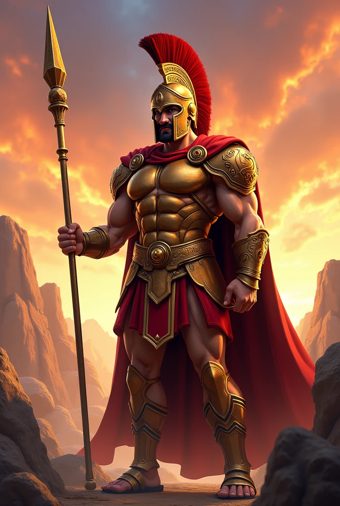 (((Massive, tall, beautiful, buff, muscular pale white skinned asian female spartan with red hair, ginormous bulky muscles, holding a sword and shield and wearing an all red gleaming spartan armor and pleated skirt))), (close view), black eyeliner, massive muscles, massive biceps, hyper muscle triceps, (long shaggy hair), green eyes, spartan boots, In a startan city, steel spartan armor, armor breastplate, nighttime, confident smile, hyper muscles arms, hyper muscle legs, (ginormous arms)