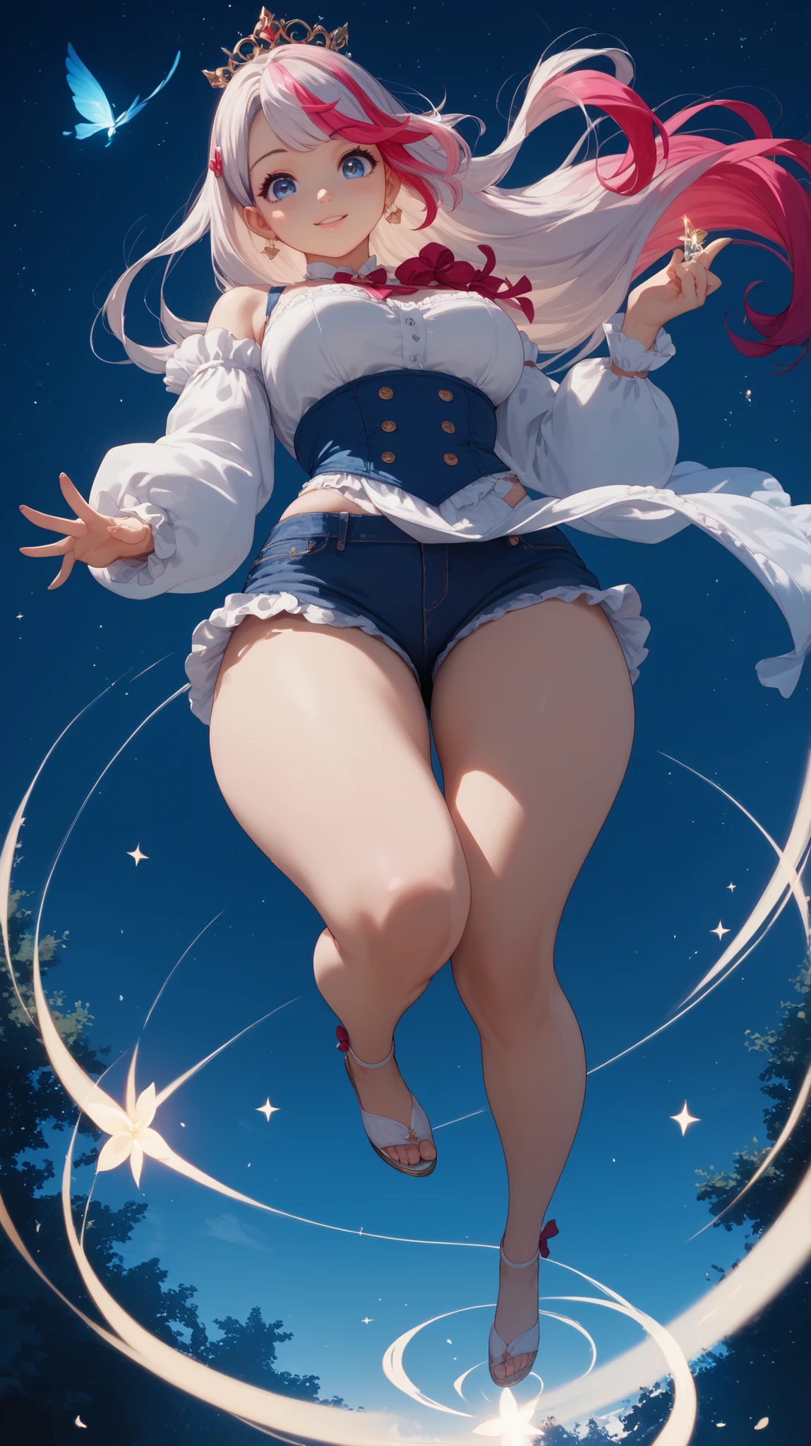 blank background, (((full body))), (masterpiece), ((best quality)), (very short girl), flat chest, short twintail, wide hips:1.8, (thick thighs:1.5), (very short skirt), toeless footwear