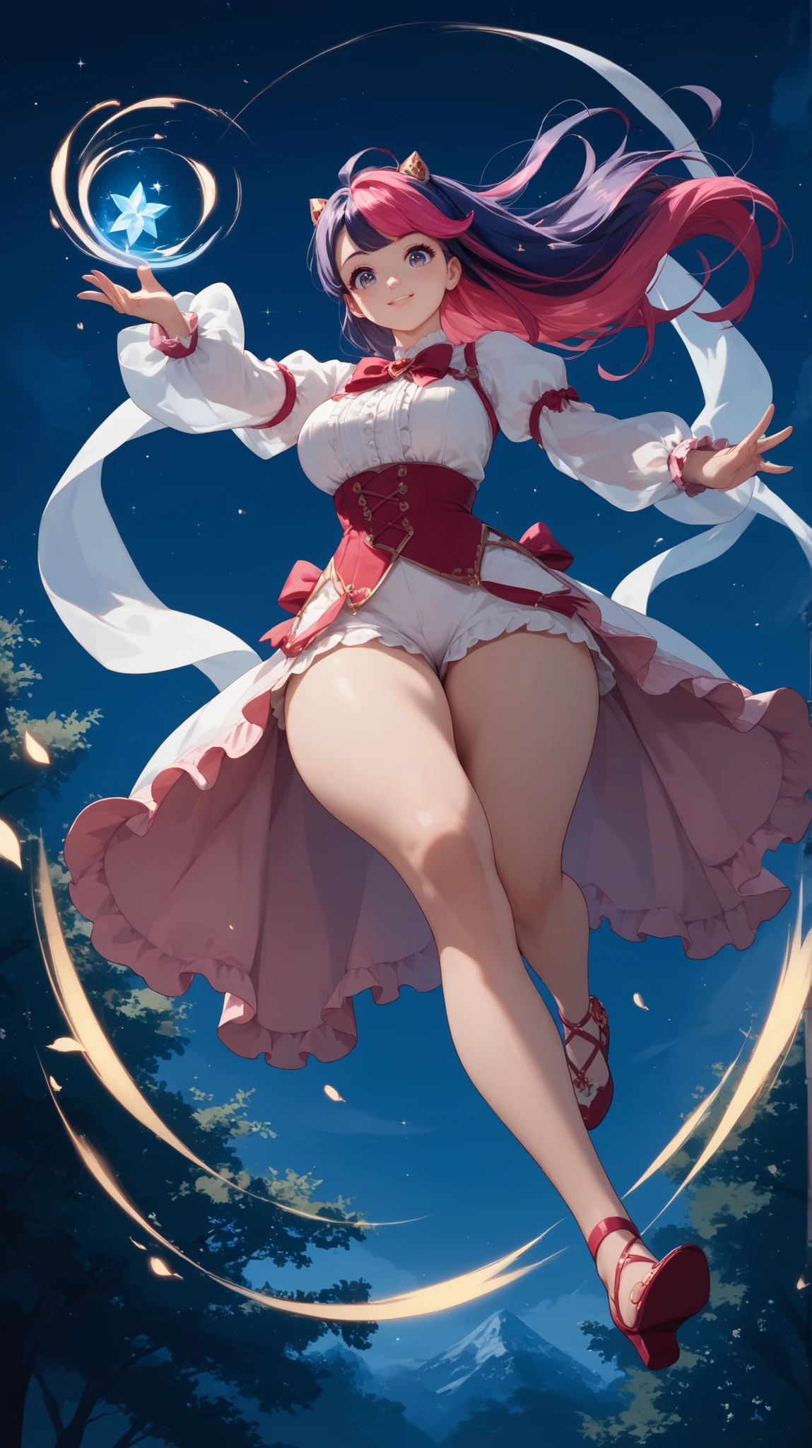 ((((ultra illustrated style:1.0)))),best quality,best animated,masterpiece,ray tracing, global illumination,yui six star,1girl, solo,(pink thighhighs:1.3),white knee boots,outdoors,short hair, red skirt,full body, <lora:yui six star:0.6>