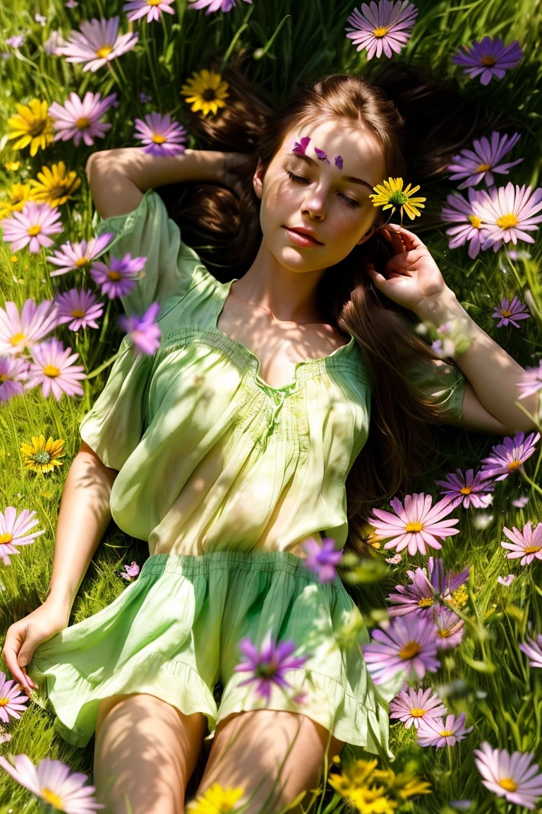 1 beautiful young woman, garden, sunny
dress, full body laying on the grass and flowers
Agnes Cecile
(masterpiece, best quality),
