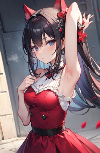 high quality、(8K quality),(((最high quality))), 、White Background、Long Hair、Black Hair、Both sides up、blue eyes、B girl fashion、Ephemeral、Head ornament、((Sexual))