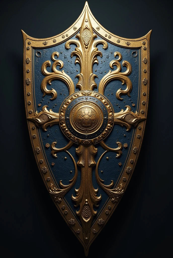 (photorealism:1.1), gold bedge shield