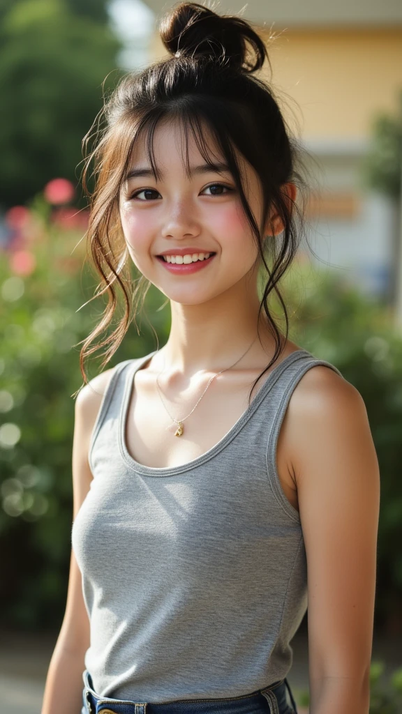 ((Highest quality)), ((masterpiece)), ,(20-year-old body:1.9),(very young face:1.4),(20 year old girl:1.6),(Detailed boobs), (Perfect Face:1.8), (Beautiful Skin:1.6)、(Perfect Eyes), (Very detailed), (Perfect detail) , Ultra detailed hair, Very detailed顔と肌の質感, (Perfect body), (Perfect Face), One Girl, Very detailed目, (日本のcuteアイドル, 驚くほどcute顔, cute), (Completely ?????:1.5, Cleavage), (Huge breasts:1.4),, (Hilarious, Happy, smile:1.3), (Very slim legs:1.3), Braiding, short hair, (Bright ground:1.6), (squat:1.6),Let the audience see your inner thighs, Dynamic Angle, Cowboy Shot, (No makeup:1.2)、(No makeup:1.5)、(Very thin thighs)、Very small ass、(20-year-old face:1.4)、(Very young figure:1.4、Super big breasts)、Spread your legs 、(Small face:1.2)、(short:1.6) Young Japan actress, Orgasmic Climax, bed
