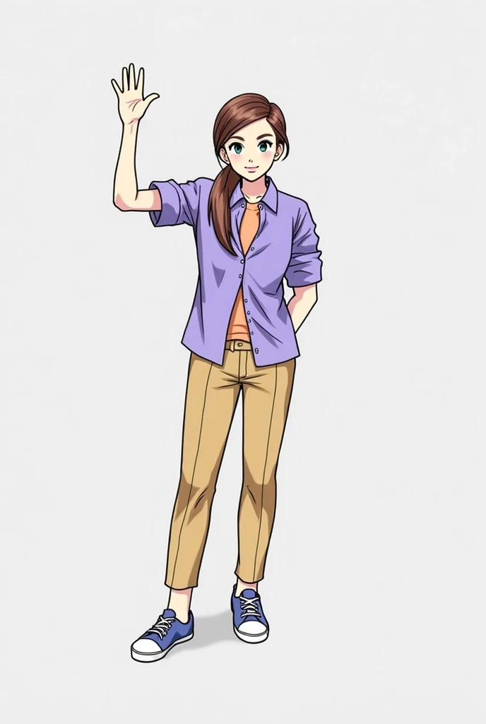 anime girl, outfit casual, anime drawing, Digital drawing, warm colors, art