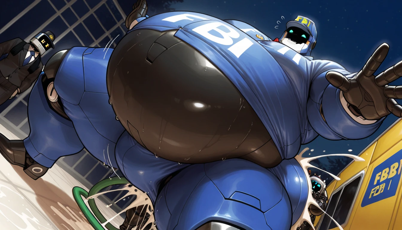 Fat Deviantart Robot Score_9, score_8_up, score_7_up, 1 person、(((adult male robot wearing ...
