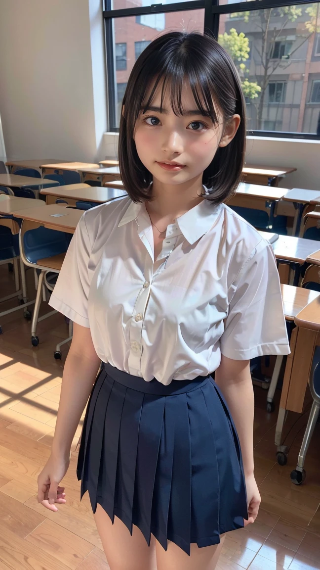 Photo of a beautiful Japanese woman sitting on chair in class room,,after school,spread legs ,Lift up your skirt and show your panties,