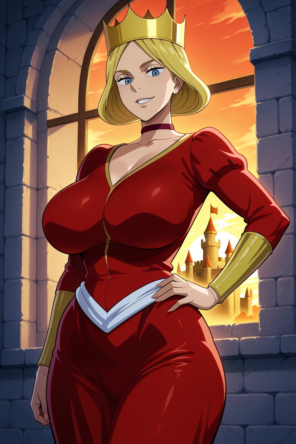 (masterpiece, best quality), 1girl, <lora:AthenaHaruka:0.8> AthenaHaruka, 1girl, solo, short hair, blue eyes, blonde hair, large breasts, cleavage, thighs, cape, red leotard, clothing cutout, highleg, thick thighs, cleavage cutout, highleg leotard