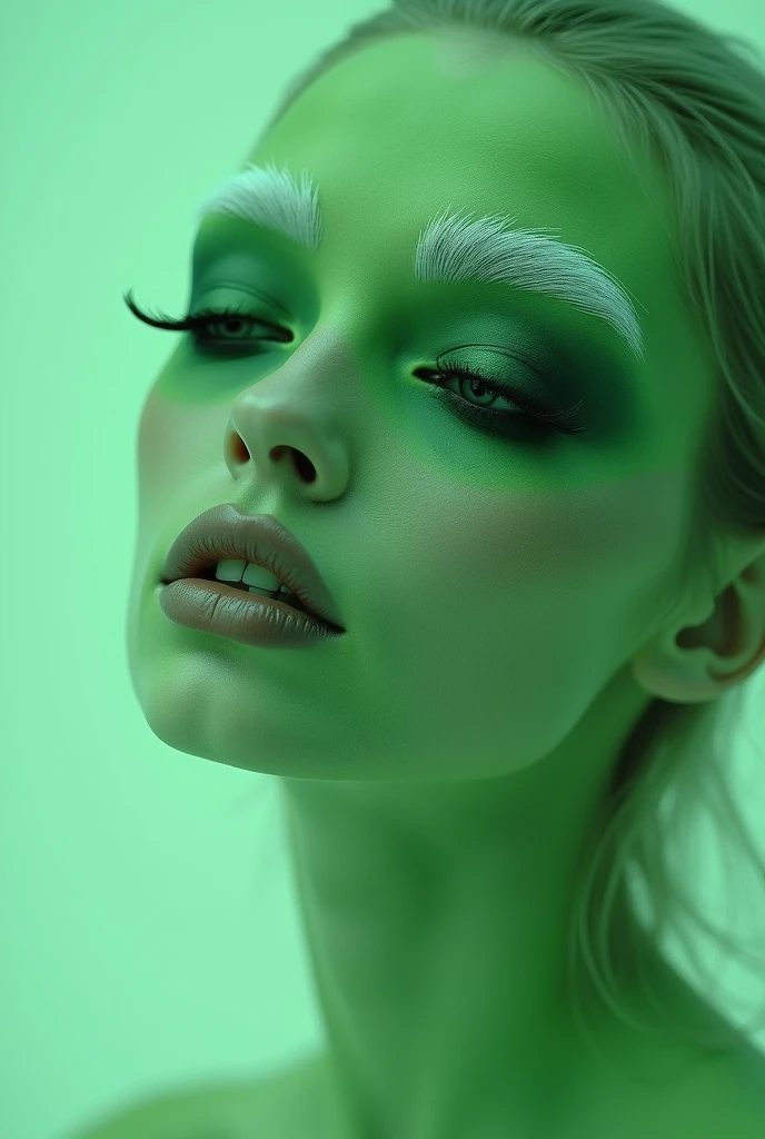 Lady gaga version avocado potaxie with full lips and false eyelashes