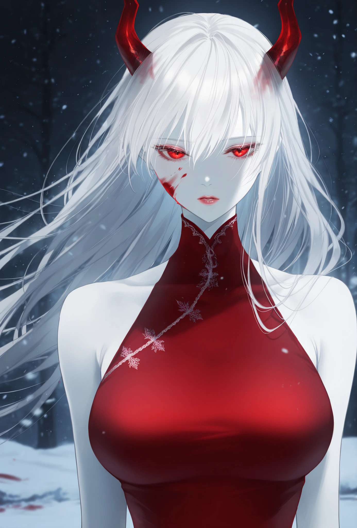 Close-up of a woman with red hair and white mask, beautiful figure painting, Guviz, Guwiz style artwork, red-haired god, Yang J, epic exquisite character art, stunning character art, Fan Qi, Wu Zhun Shifan, Gu Wiz in Pixiv Art Station