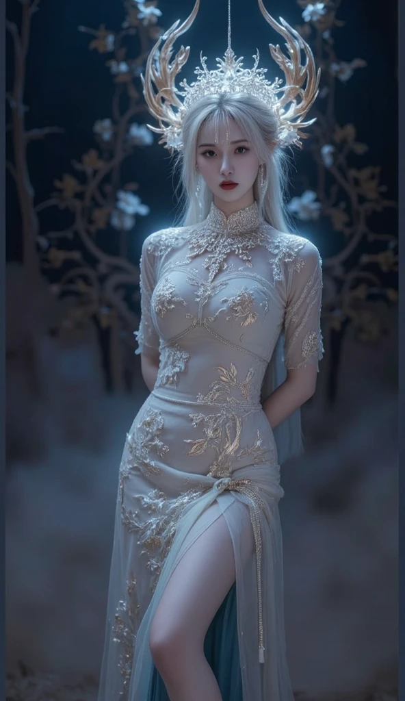 Game Art,Best image quality,highest resolution,8k,(A half-length photo),(portrait),(Head close-up),(Rule of Thirds),Unreal Engine 5 rendering works,20 year old girl,((Queen)),Eyes are very detailed,(Large Breasts),Elegant and noble,movie lights,Ray Tracing,Game CG,((3D Unreal Engine)),OC rendering reflection pattern,4K,Ultra-clear,Sensual,Translucent lace,Fair and plump figure,Pretty Face,Glossy Gel Coat,身着华贵礼服的Queen,Crystal Gem Crown,Necklace jewelry,blue eyes,black tattoo(whole body),The tattoo is very three-dimensional,Gorgeous and intricate tattoo designs,Arm tattoo,elf princess