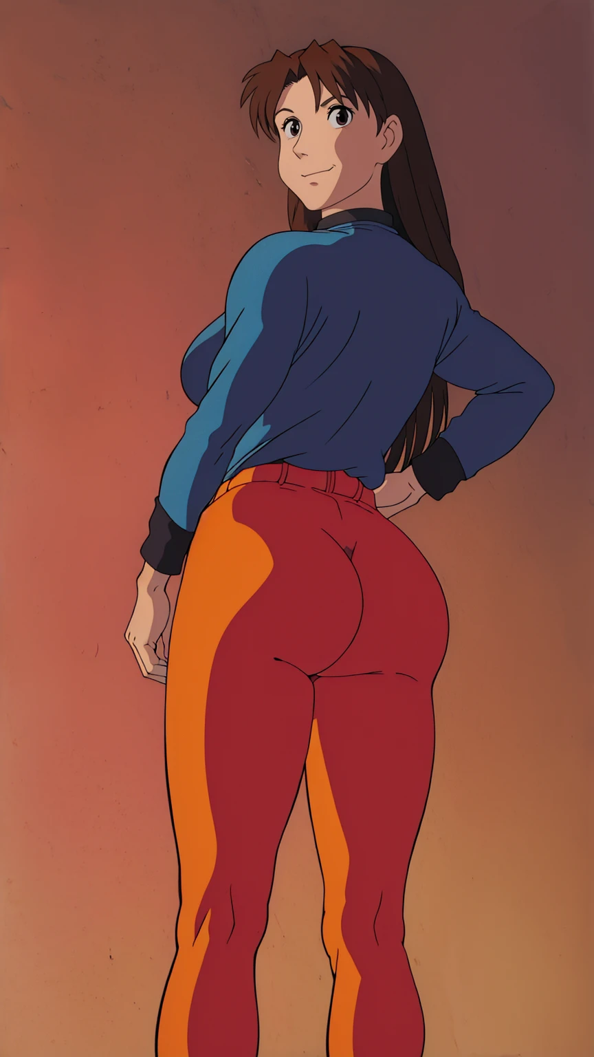 Koyomi mizuhara, eyes, glasses, brown hair, long hair, medium breasts, sports Long sleeved Jersey shirt, medium bubble butt, biker leggings, back of view, Wallpaper, 90’s, vintage, high quality, kinky gesture, skin tight, Pinup, nose, sexy lips, tight ass cheeks, looking back, studio ghibli Art, nice ass, arching her back, looking at her ass, checking at her tight ass, ass grab from behind, train background, ecchi, nsfw, hoe, fan service, rule34, rape from behind, boyfriend grabs her butt cheeks