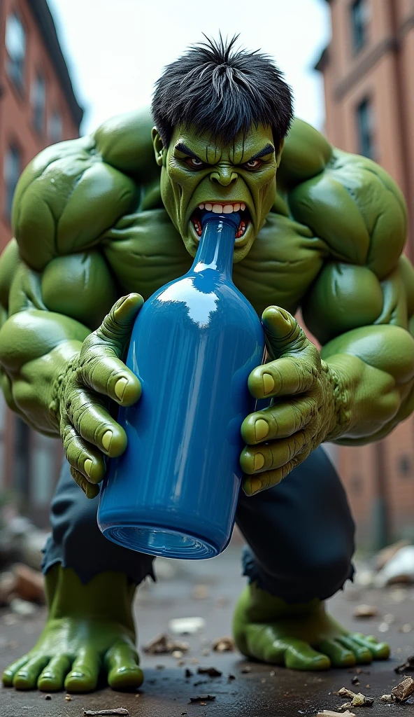 Hulk drinking a mug of beer, identical to the movie, original style, original drawing, totally detailed, ultra high resolution, ultra high quality, 8K, ultra sharpness, ultra realistic, ultra detailed eyes, 3D, higly detailed, full body,
