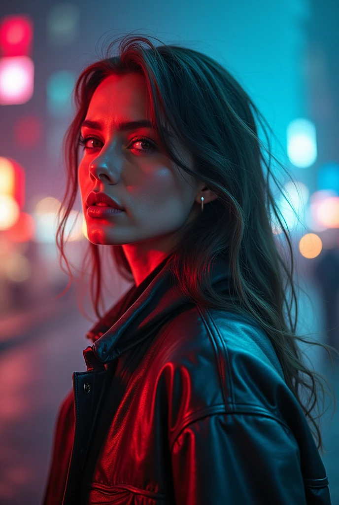A virtual woman trend for whatsapp
With long hair, blue colored eyes, wearing black clothes, and using a badge