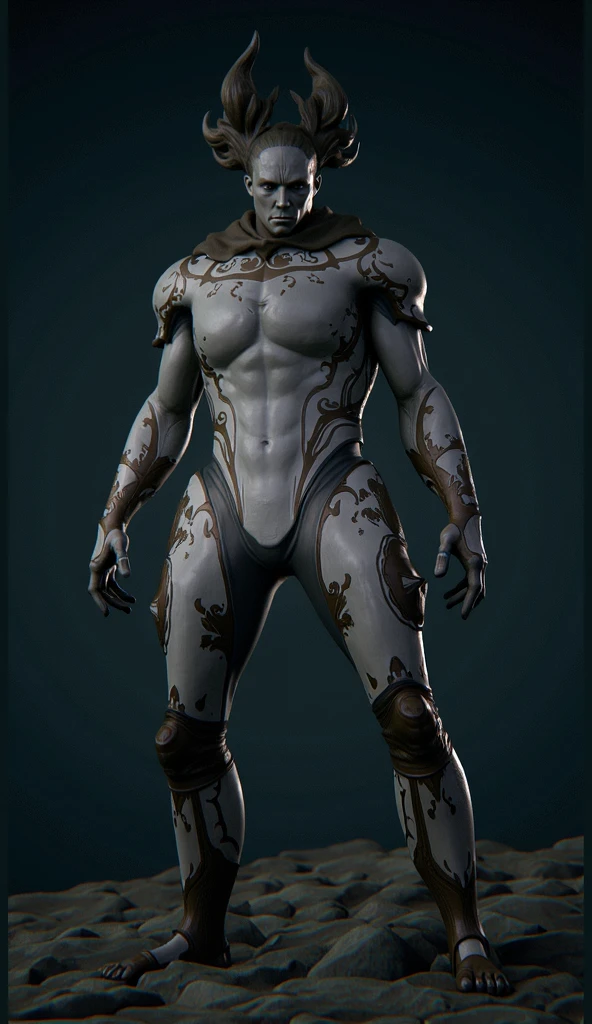score_9, score_8_up, score_7_up, solo, male focus, mature male, mkkan0, cybernetic eye, mutton chops, h4rness, charming, full body shot, fully naked only wearing dark black detailed suit socks, mascular legs, hairy chest, hairy body, hairy legs, big foot, wearing black slip underwear, bulge
