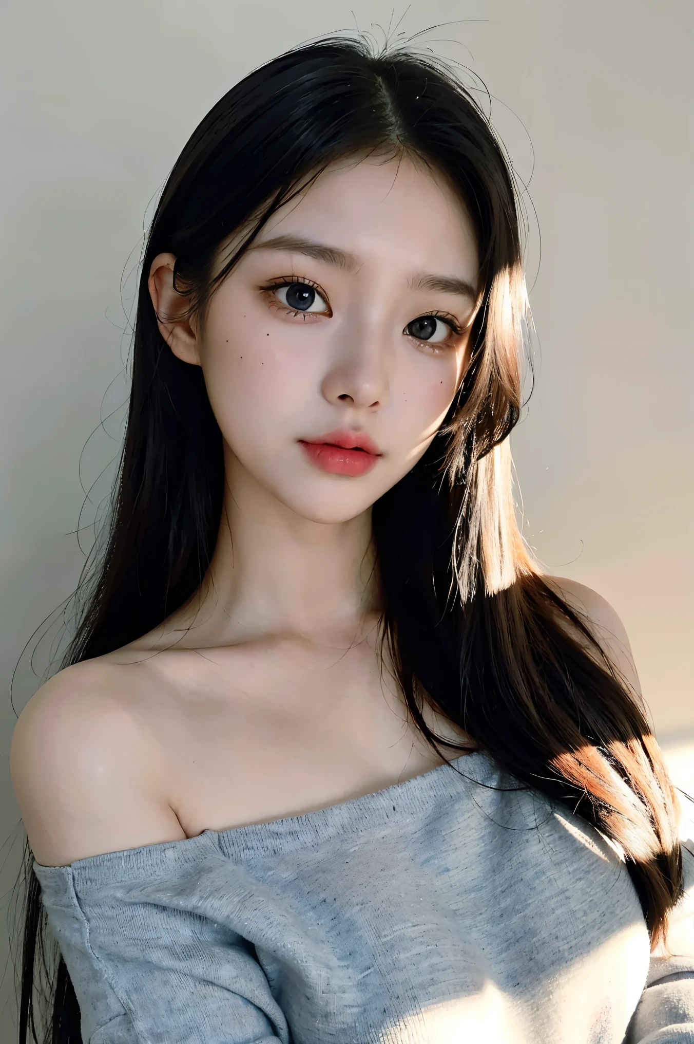 a close up of a woman with long hair wearing a white top, beautiful south korean woman, korean girl, gorgeous young korean woman, beautiful young korean woman, korean woman, chinese girl, anime girl in real life, beautiful asian girl, young adorable korean face, asian girl with long hair, white hime cut hairstyle, wan adorable korean face, beautiful japanese girls face