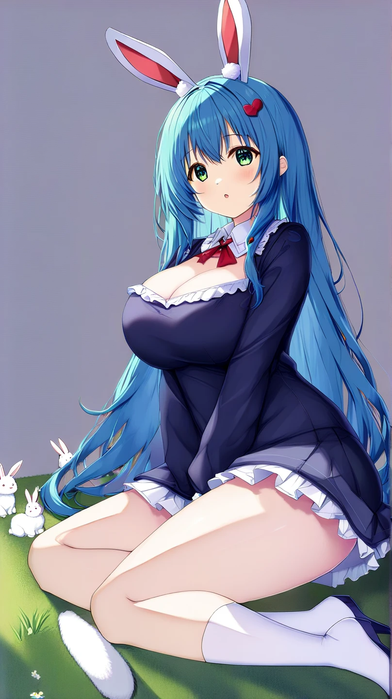 hearts particles++, nsfw++, white short hair, glasses, cute student, sexy, blush, sexy pose++, enormous breasts, wide hips, visible pussy, visible nipples, stockings , (masterpiece, best quality, supeior quality, intricate details, beautiful, aesthetic:1.2), high quality, 8k, RAW, ultra details, extremely dellicate and beautiful, real shadow, (dark colors:1) (challenging look), (dinamic pose:1.8), photorealistic, highly detailed painting, award winning painting, marvelous painting, artistic style, stylized, full body, kawaiitech, (((blue hair))), long hair, ((((sakura in hair)))), pastel colors, kawaii, large breasts, cute, kawaii, adorable, Flirty, clouds, blue sky, sun, landscape, (((city street))), daytime, sakura trees, perfect hands, cinematic light, maid uniform, frills, lace trim, lolita hairband, sneakers, white shoes, thighhighs, striped legwear, earrings, sakura earrings, striped thighhighs, pink thighhighs, standing, legs apart, panty shot, leaning forward, ((cutesy pose:1.5)), kawaii pose, cute colors, glitter, ,shimapan, cotton panties,kawaiitech, pastel colors, kawaii, cute colors,Detailedface,Detailedeyes