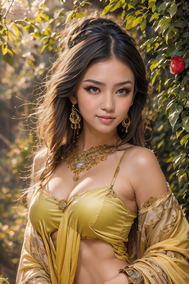 ((Indonesian woman with medium natural breast in a colorful sensual dress sitting on a stone structure, traditional beauty, beautiful sexy woman, karol bak uhd, with beautiful exotic, beautiful goddess, beautiful digital artwork, jaw-dropping beauty, by Rudy Siswanto, beautiful model, 8k)), beautiful woman, wearing Traditional Balinese clothing, a beautiful fantasy empress, stunning sensual woman, beautiful asian girl, masterpiece, (best quality:1.2), (8k,highres,RAW photo,realistic,photo-realistic:1.3),(detailed skin texture,detailed cloth texture,beautiful detailed face:1.25),professional lighting,photon mapping,beautiful soft light,radiosity,physically-based rendering,raytracing, model shoot style, model shoot style, (extremely detailed CG unity 8k wallpaper), full shot body photo of the most beautiful artwork in the world, Balinese culture