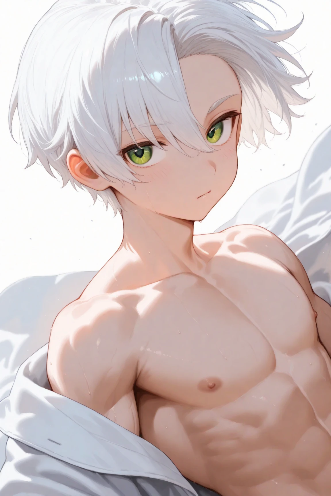 Fully naked killua with an erected penis, high resolution, looking at viewer, blush, open mouth, anatomically correct, hyper detail, fang, moaning