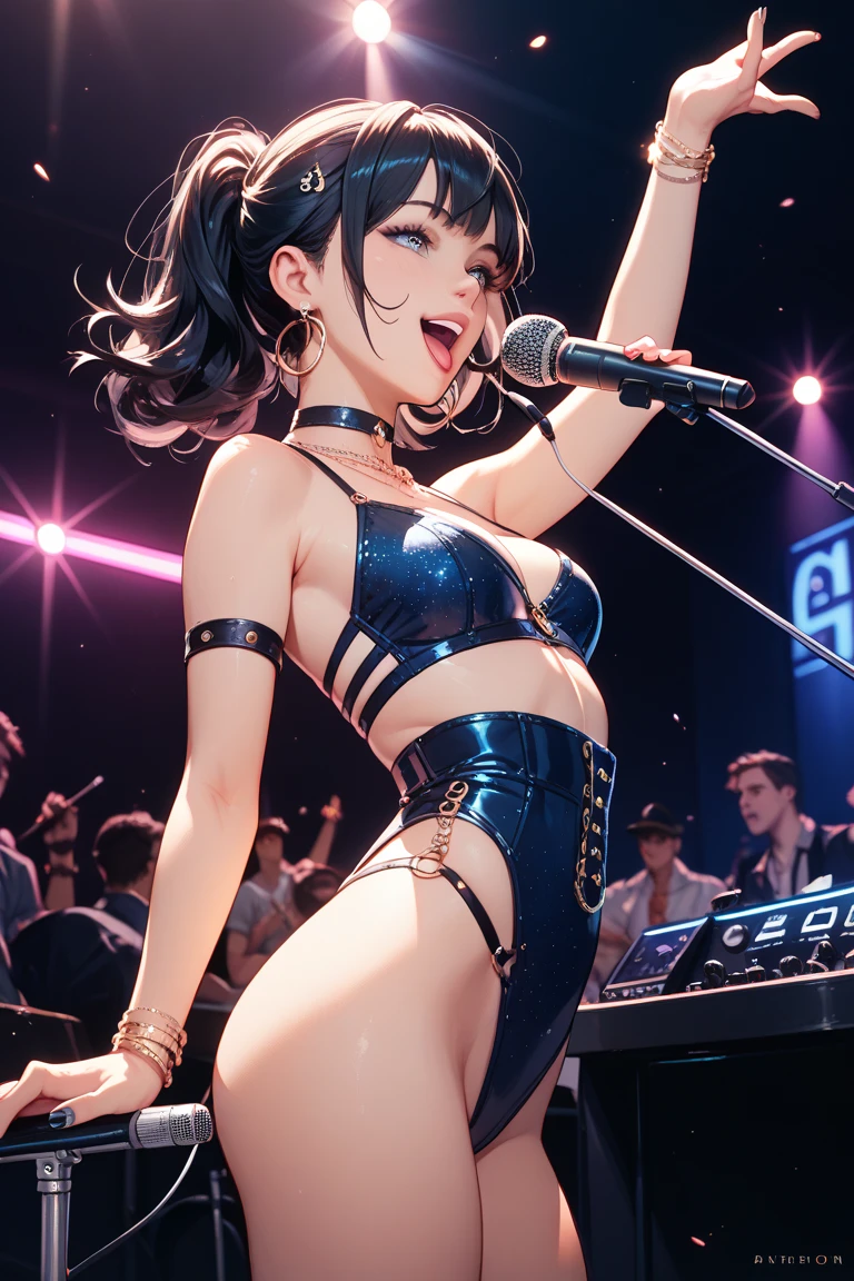 masterpiece,Highest Resolution,4K High Resolution,Crisp image quality:)Pussy juice(Detailed Hair,)(JK,Karaoke Box,)Microphone in pussy