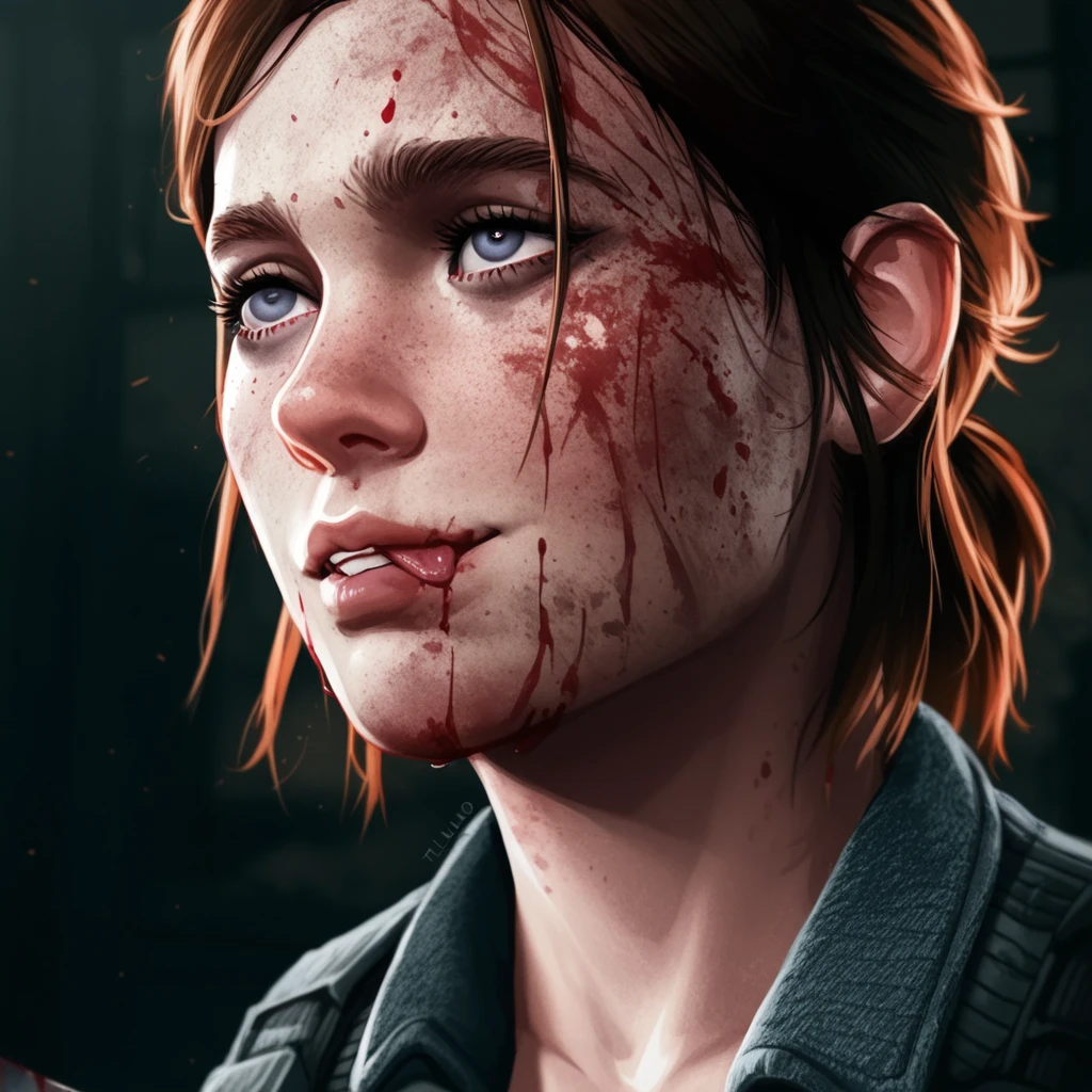 arcane style, ELLIE WILLIAMS in the last of us II, Having a sad face and crying