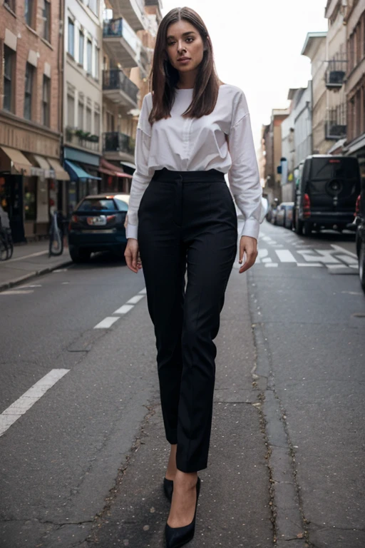 A (preppy:1.2), unfit, woman wearing trouser pants