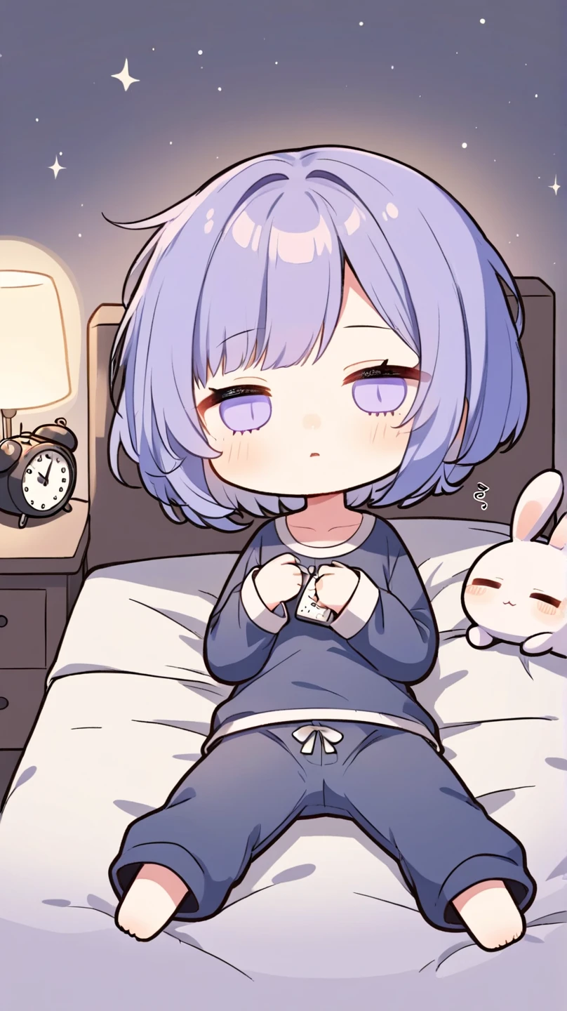 Blind Box,Cute girl sleeping,Light purple medium short hair,pajamas,Bed,Lying down