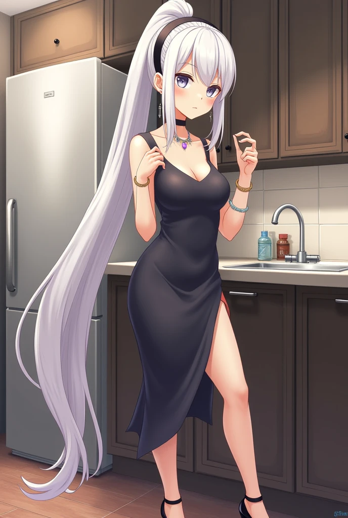1girl, echidna, tight dress, standing, medium breasts, skindentation, smile, full body, barefoot, collarbone, bare shoulders, sleeveless, strapless, looking back, ass, ass focus, round ass, Buttlift, bottomless, clothes lift, looking at viewer, black eyes, white hair, colored eyelashes, white eyelashes, long hair, outdoors <lora:Echidna:0.7> <lora:Function_Colored.Eyelashes:1> <lora:Concept_Butt.Lift:0.8>