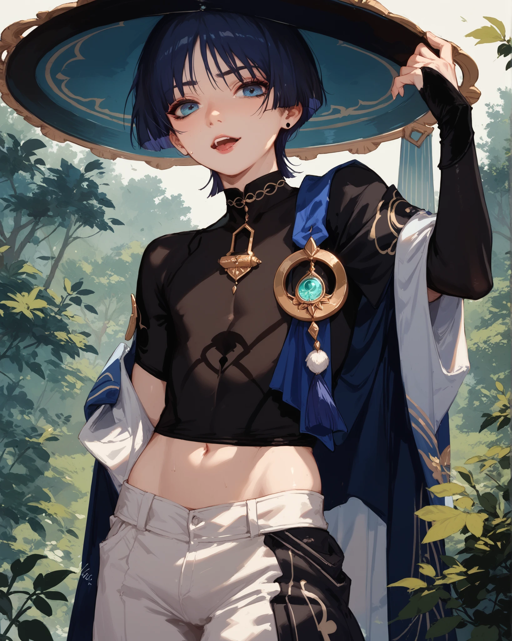 (scaramouche), gothic femboy, forest, feisty