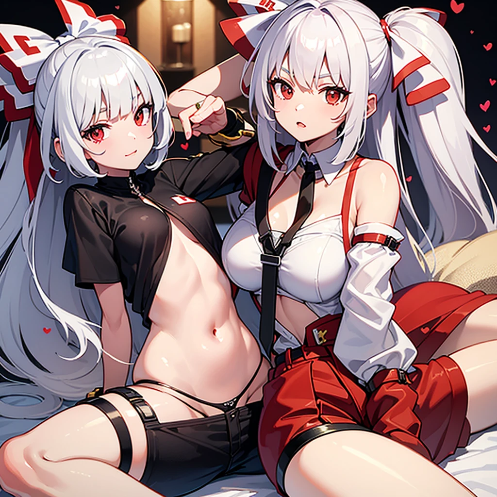 top-quality、Realistic、bule、Noble daughter、Clothes that fit the body、Super huge、big eye、long lashes、Long upper eyelashes、voluminous eyelashes、Platinum Blonde Hair、Voluminous long hair、cute little、Extraordinary beauty、shining white skin、thighs thighs thighs thighs、submissive look、Flushed cheeks
、thin-waist、Big ass、Not wearing pants、Very short skirt、high-detail、Sleeveless、Sticking out the buttocks、Full body building - on all fours、Sheer costumes、Writing、Tube Top、、masterpiece, super fine illustration, best quality, light particles, ultra-detailed, 8K wallpaper, (bright colors:1.2), (adult woman), voluptuous body, huge breast, carrot orange hair, long hair, twintail, two side up hair, shiny skin, (naked, yellow legwear), red ribbon, beautiful red eyes, slant eyes, shiny eyes, orgasm face, O-face, blush cheeks, arched back, (a man), (man behind woman), (man hold girl's waist:1.4), (vaginal penis), hetero, (top down bottom up, lying on back), (woman spread legs), (intense Sex:1.7), (cum out:1.2), nsfw, bedroom, light up, shadow,