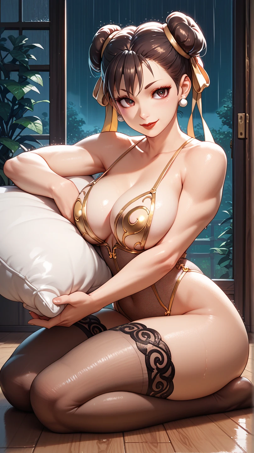 1female，35yo，A MILF，plumw，extremely large bosom， 独奏，（Background with：A desert，lotus flower，pools of water） She has very short blonde hair，bobo head，Stand on the plane，，seen from the front， hair straight， mostly cloudy sky，（（（tmasterpiece），（Very detailed CG unity 8K wallpaper），best qualtiy，cinmatic lighting，detailed back ground，beatiful detailed eyes，Bright pupils，Blue eyes，（Very fine and beautiful），（Beautiful and detailed eye description），ultra - detailed，tmasterpiece，）），facing at camera，A high resolution，ultra - detailed），revealing breasts，Bare genitalia，  Bulge，legs are open，Raised sexy，Camel toes，Flushed complexion，Desire for dissatisfaction，frontage，Gorgeous woman，Gold Saint Seiya（Wearing：White transparent pantyhose，Bare breasts）Ancient Chinese style