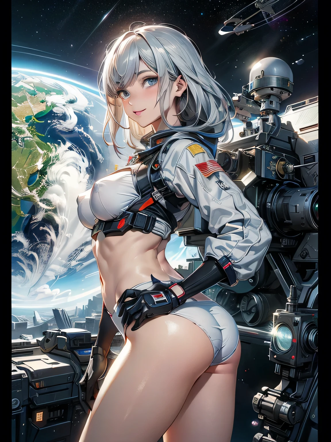 ((optimal quality)), ((masterpaintings)), (Heavily detailed:1.3), 3D, beatifull, (cyperpunk:1.6), In space, Starcloud, (holding_weapon:1.3), laser, (1Female mecha:1.3), voluptuous body, face to looking at viewer, gloweyes, Whole human body, (flight, swoop, dyna, motion-blur: 1.4), (Huge mech wings: 1.6), looks up, glowing_eyes, mechs, the panorama, The background is the Earth, Starcloud, space, Particle, realisic, HDR (HighDynamicRange), raytrace, NVIDIA RTX, Hyper res, Unreal 5, sub-surface Scattering, PBR textures, Post-processing, Anisotropy Filtering, depth of field, maximum definition and sharpness, multi-layer texture, Albedo e mapas Speculares, Surface Coloring, Accurate simulation of light-material interactions, perfectly proportioned, octane rend, duotone lighting, Large aperture, Low ISO, White balance, trichotomy, 8K RAW, efficient subpixel, Sub-pixel volume products, (optimal quality),(Japanese:0.5),(Korean:0.8),(Liu Yifei:1.5)length hair,(:1.2),(underboobs:1.5),(White transparent lace bikini:1.5)