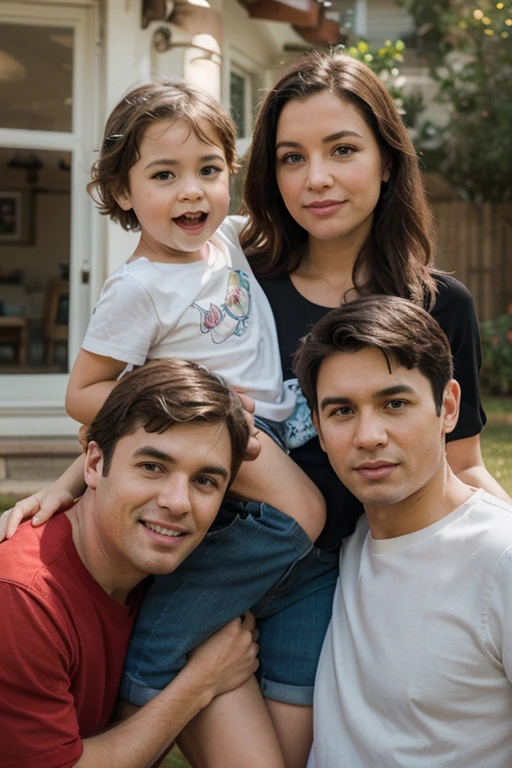 There's a man and a woman holding a child in a park, marido esposa e filho, divertindo-se, Happy family, vacation photo, com montanhas ao fundo, fami, garotada, Camilo GC, Familiar, Divirta-se, portrait of family of three, Family photo, imagem de perfil, com montanhas no fundo, Upload de alta qualidade, estilo disney pixar