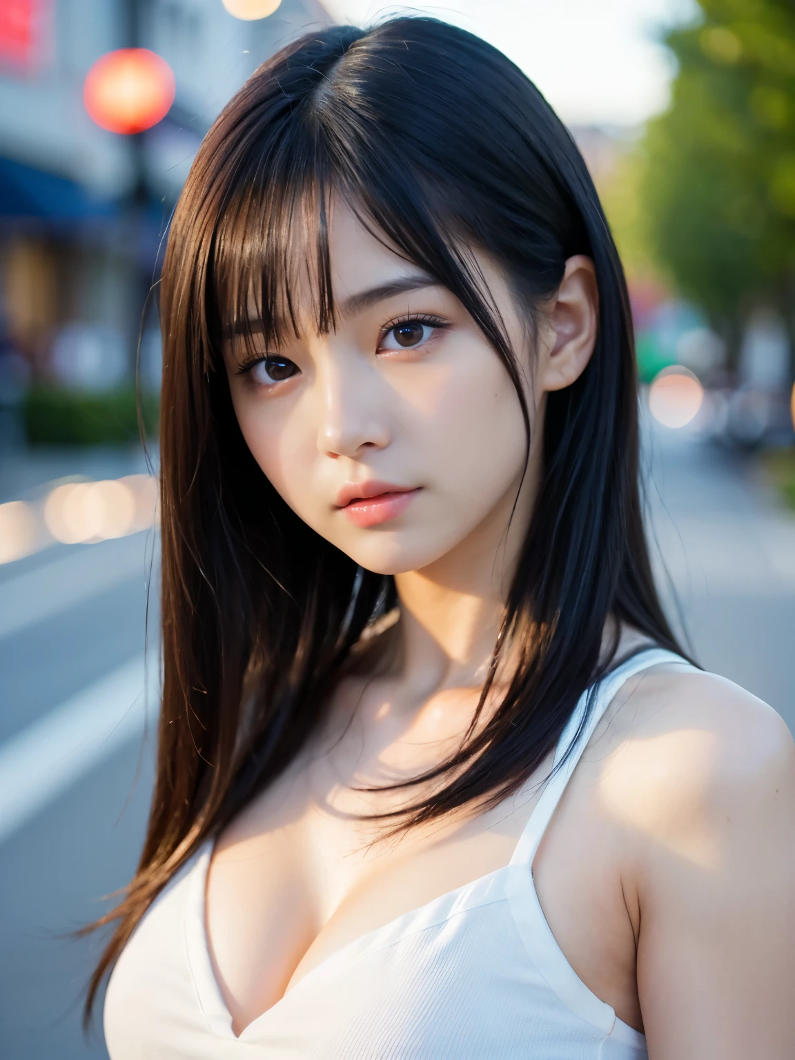 random pose、mix 4、(8K、Raw photo、highest quality、masterpiece:1.45)、(realistic、Photoreal:1.37)、one girl、cute、cityscape、night、rain、Wet、professional lighting、photon mapping、radio city、Physically based rendering、gradient black hair、gray hair、short curly hair、Handsome、with a girl、tight t-shirt、pale skin、highest qualityの写真、High resolution、1080P、(clear face)、(Detailed facial description)、(detailed description of hands)、 (masterpiece), (Detailed CG), extreme light and shadow, messy hair, masterpiece, rich details, (detailed facial features), (highest qualityの写真), (masterpiece), (finely tuned), look in front of you, thin clavicle, (huge tit:1.47),