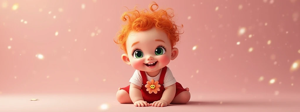 Baby, red hair, red eyes, looking at you, laughing, drawing, sleeping on his back, wearing winter clothes   