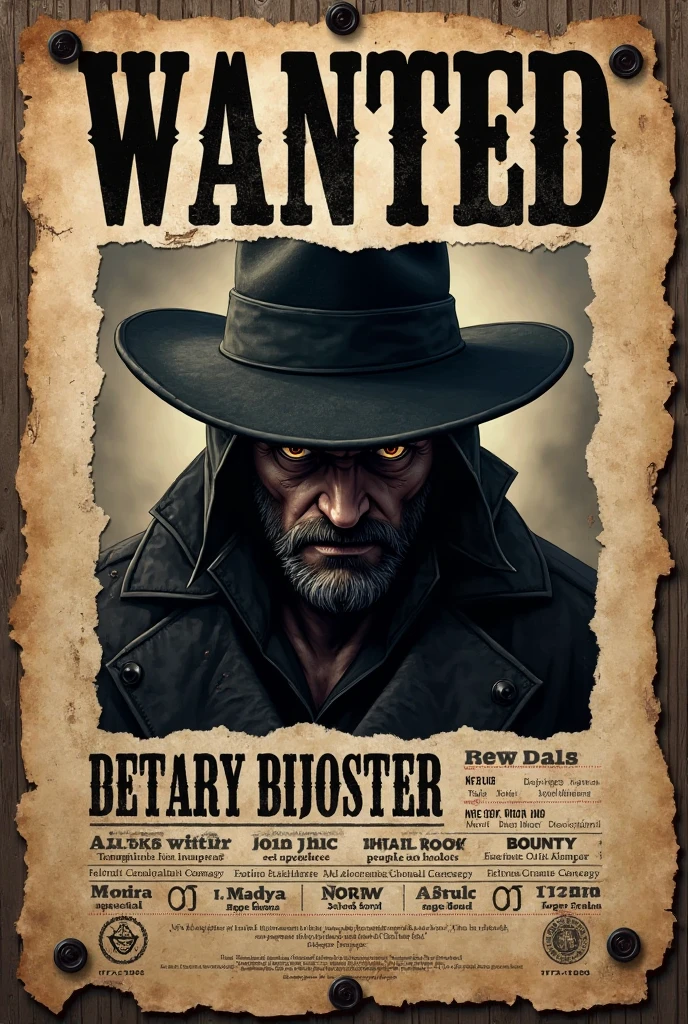 Birthday card drawn to look like a bounty hunter poster from the 1930s