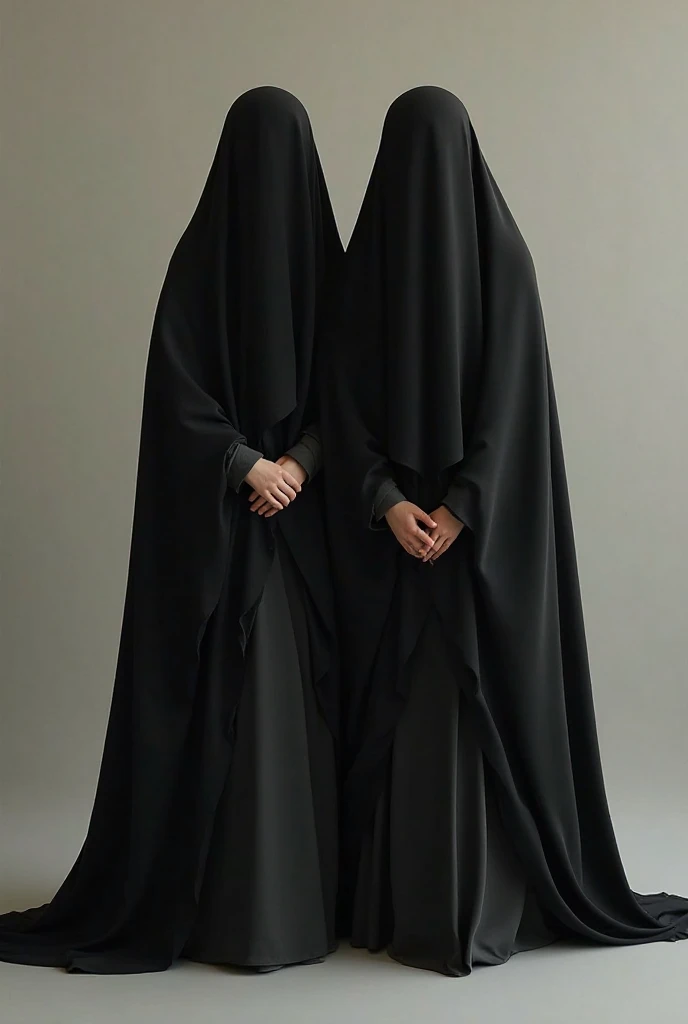 A choby girl wearing a burkha standing with his hand on the girl's ass